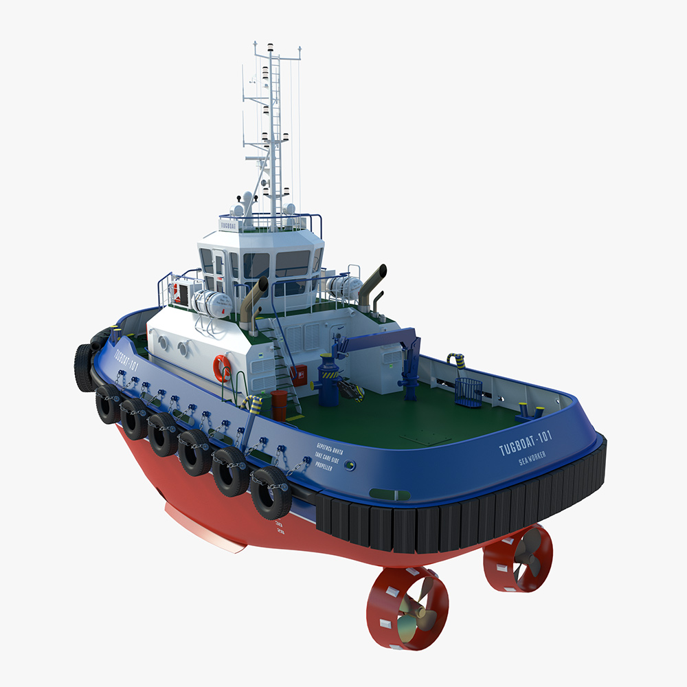 Presentation 3D model of the tugboat. Freelance 3D Artist and Designer “Monaco Felice”.